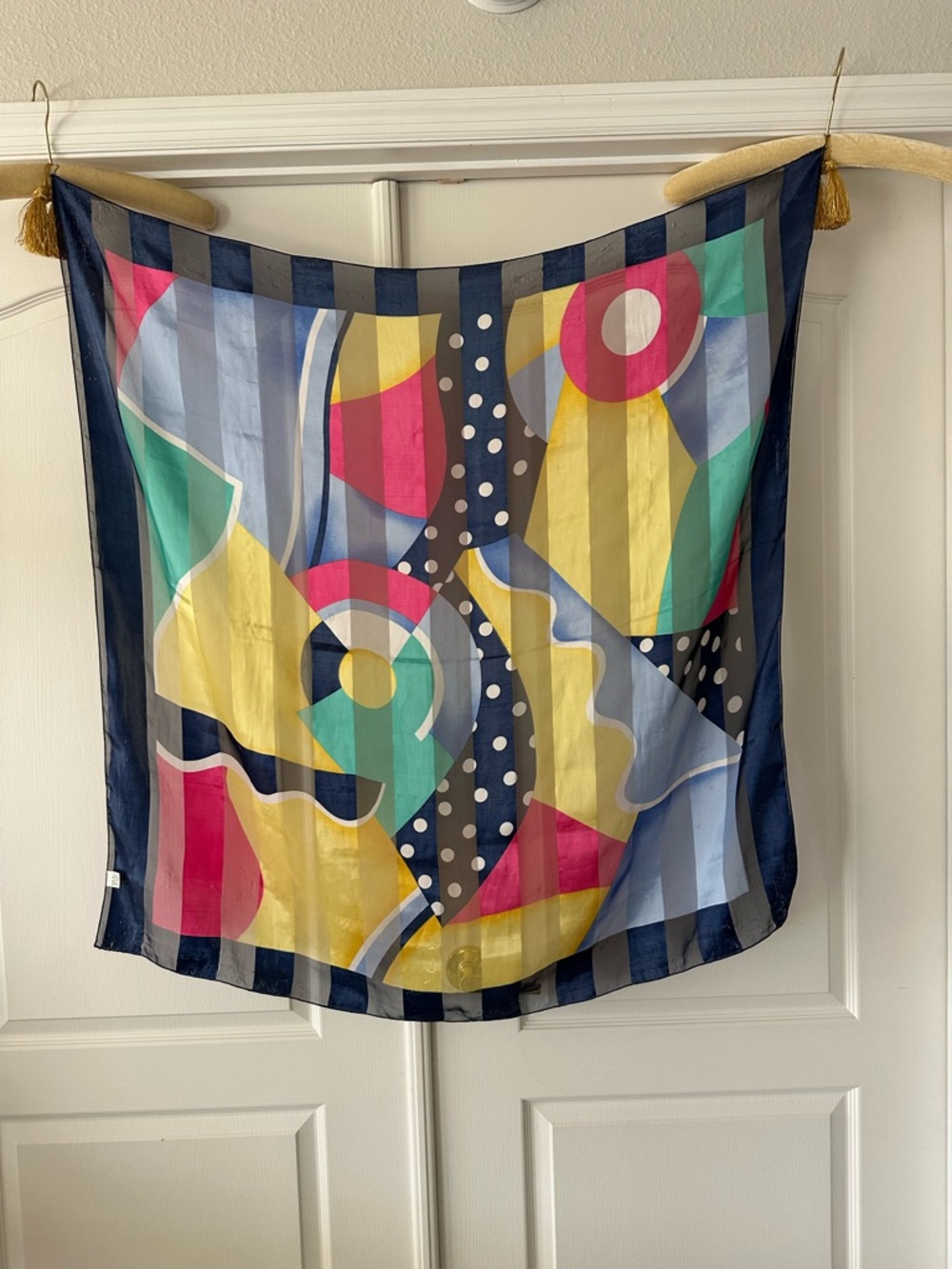Abstract Multi-Color Geometric Women's Silk Scarf
